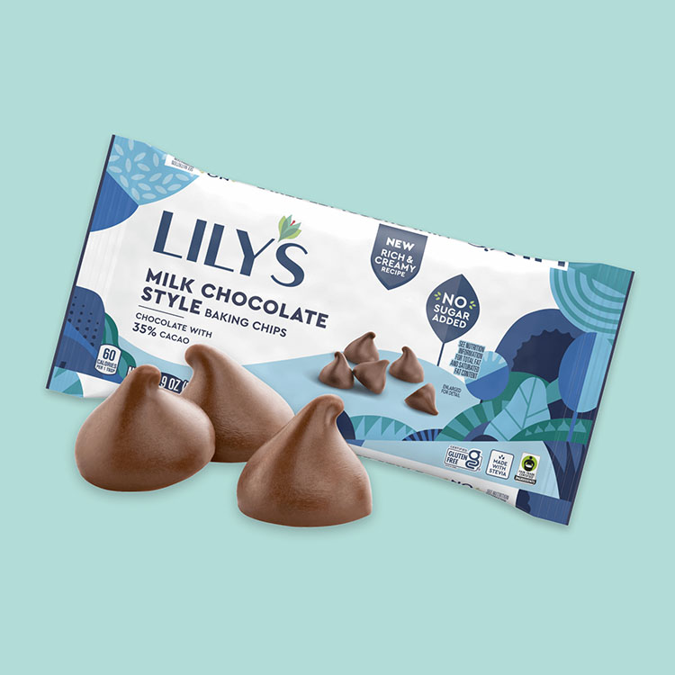 bag of lilys milk chocolate style baking chips