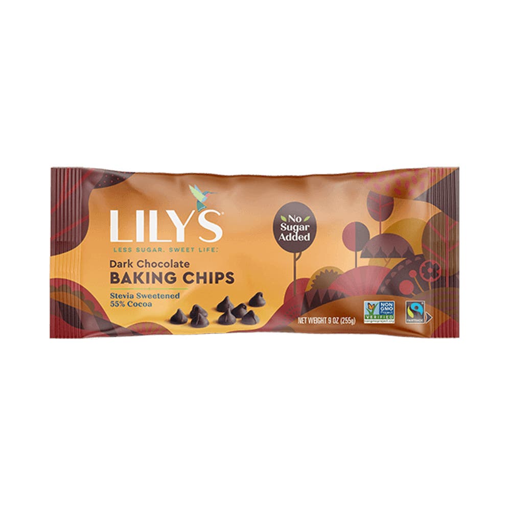 LILY'S Dark Chocolate Style Baking Chips, 9 oz bag - Front of Package