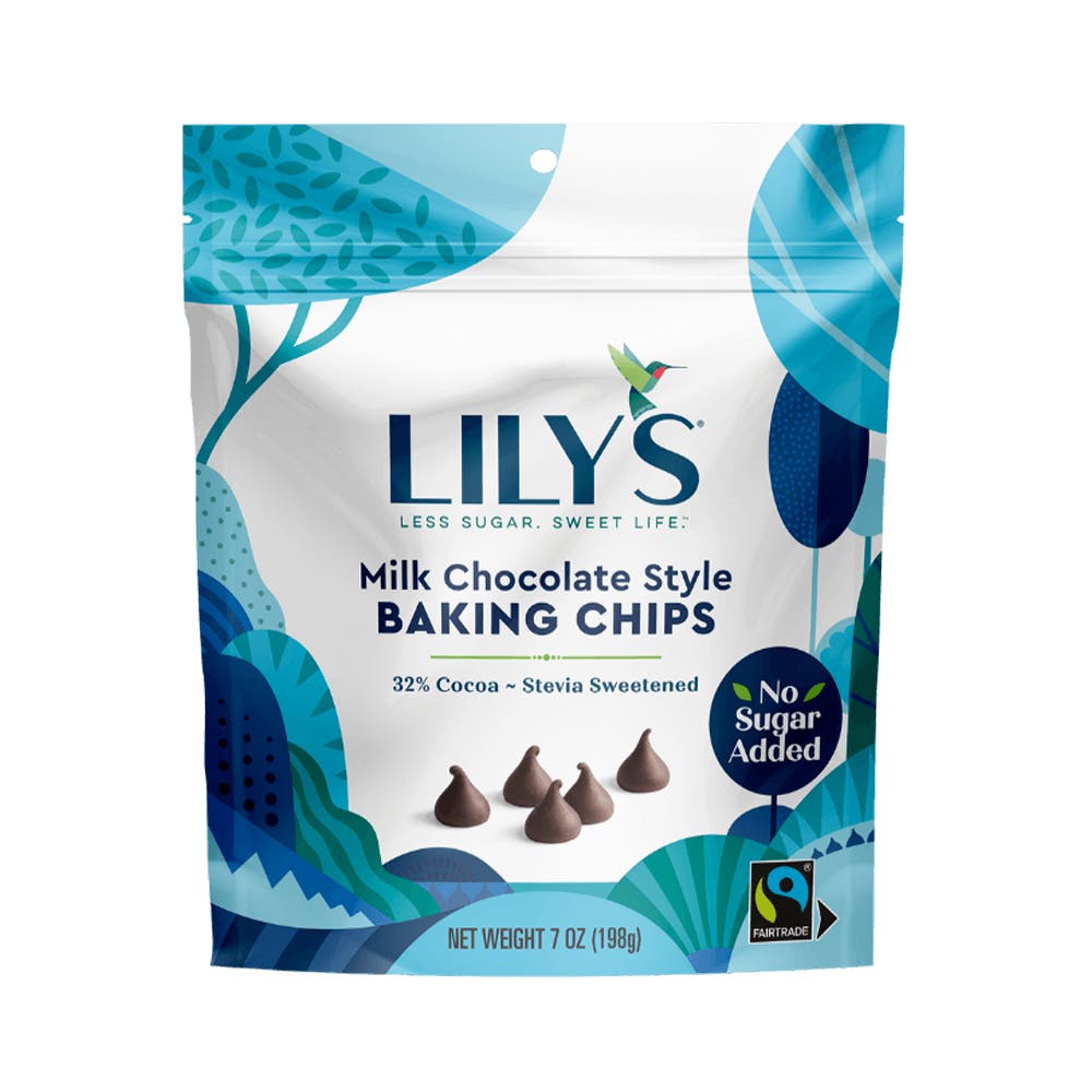 LILY'S Milk Chocolate Style Baking Chips, 7 oz bag - Front of Package