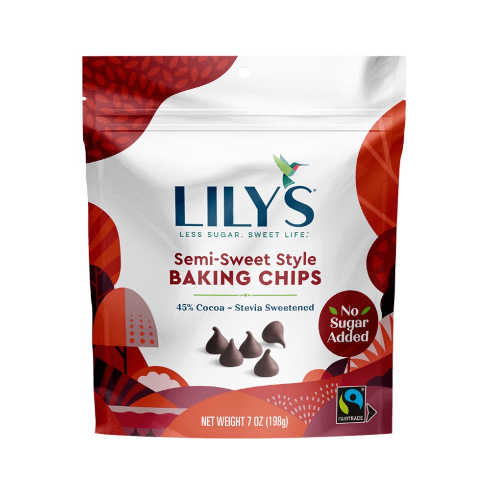 LILY'S Semi-Sweet Style Baking Chips, 7 oz bag - Front of Package