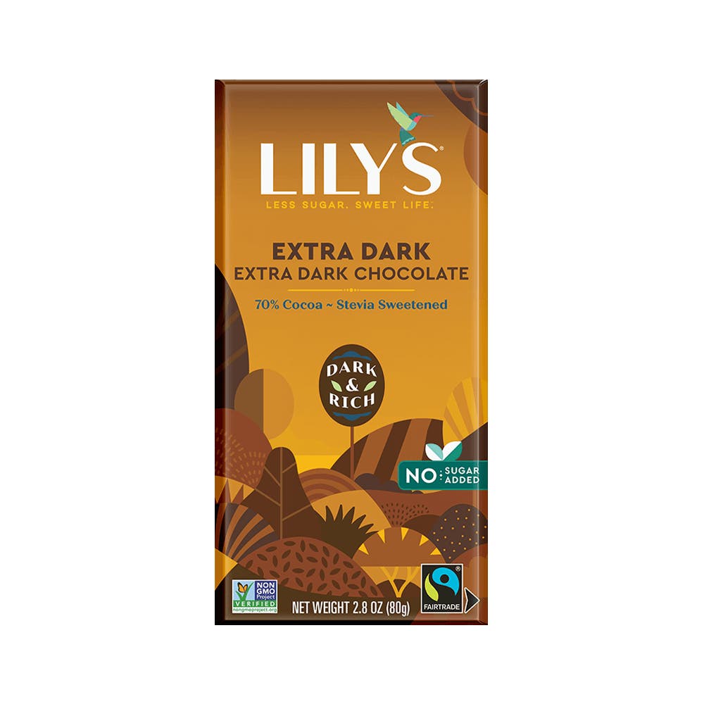 LILY'S Extra Dark Chocolate Style Bar, 2.8 oz - Front of Package